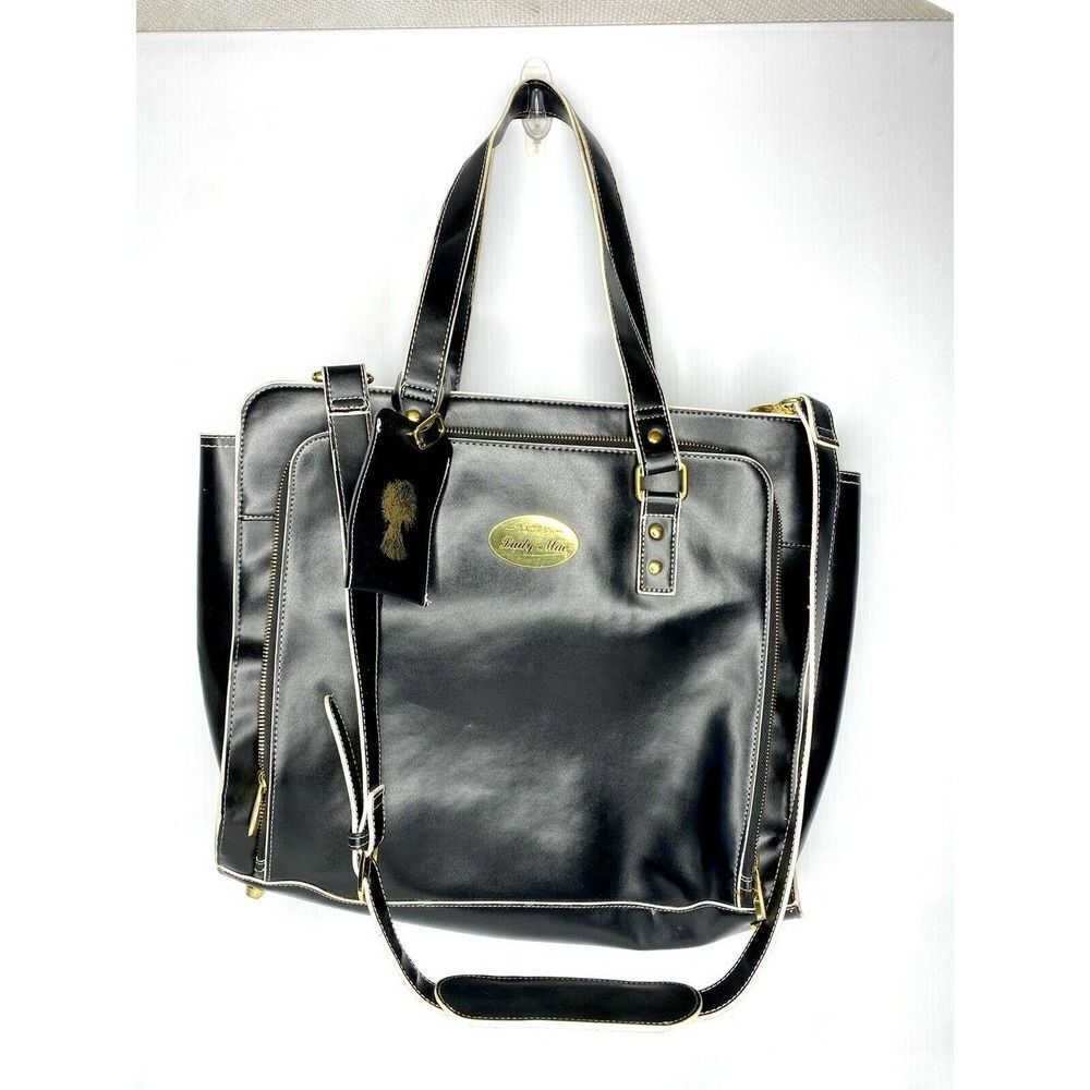 Black Leather Laptop Bag Brief Case Hand Shoulder Bag Bags By Lady Mae